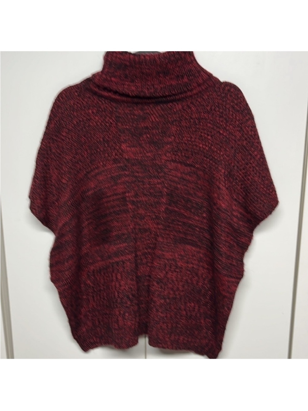 Apt. 9 Burgundy Black Cowl Neck Knit Poncho Sweater